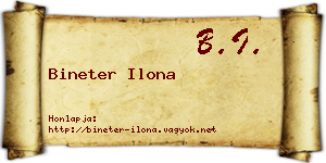 Bineter Ilona névjegykártya